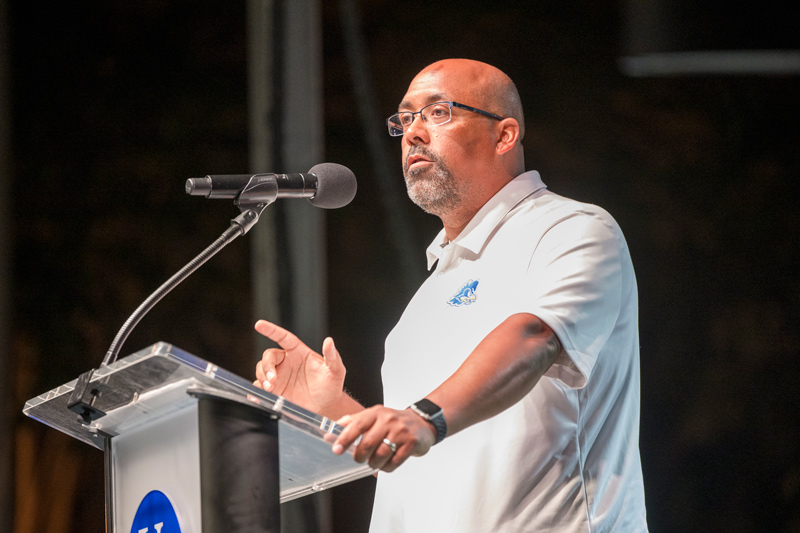 José-Luis Riera, UD’s vice president for student life, told the students, “As a Blue Hen, you are part of a community that cares about you in your entirety — your multiple identities, your academic success, your wellbeing and your social transition to college.”