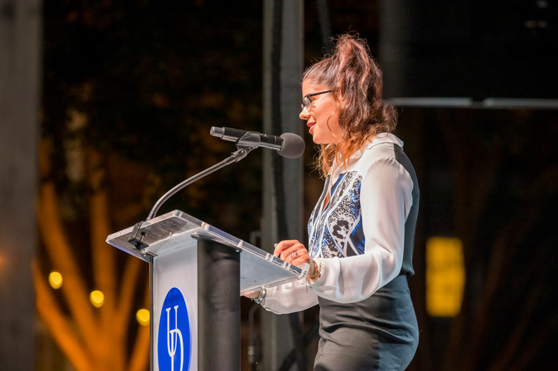 “The University is privileged to gain a class of such bright and motivated students,” said Julia Hatoum, UD’s Student Government Association president. “So embrace this moment in celebration of not only your accomplishments thus far, but your promising futures that lie ahead, waiting to unfold.”