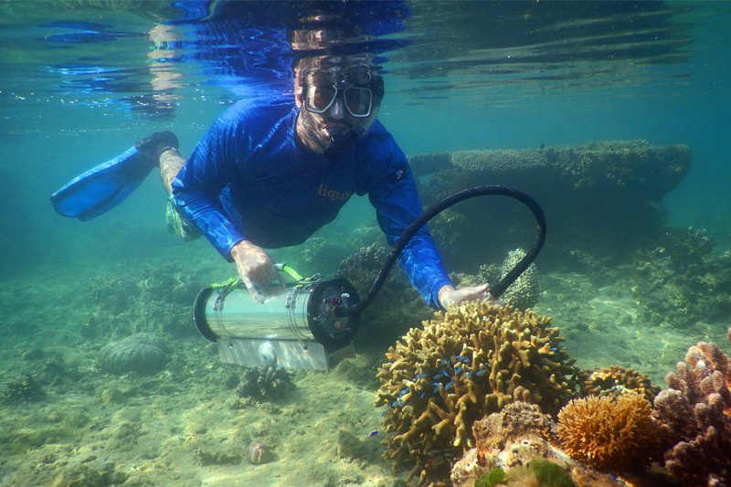 The research team will gather data using a submersible algal phenotyping (SAP) fluorometer, which was developed by Kenneth Hoadley (pictured), an assistant professor at University of Alabama based at the Dauphin Island Sea Lab, and Grant Lockridge, a marine engineer.