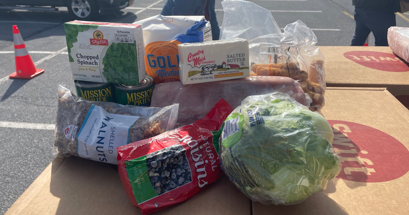 Items from the Feb. 15 mobile food pantry included fresh produce, dairy, meat, frozen vegetables and more.