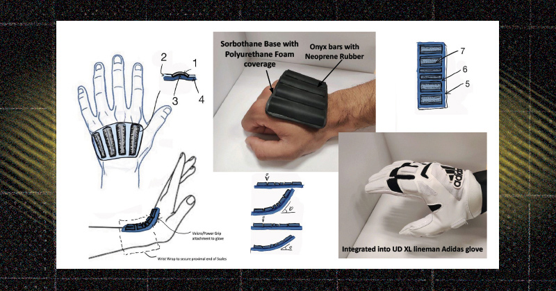 Team 206’s prototype is a glove insert that has four carbon fiber bars and additional neoprene cushioning. The inserts can be customized to fit different glove sizes and provide a lightweight, flexible protection for football players. 