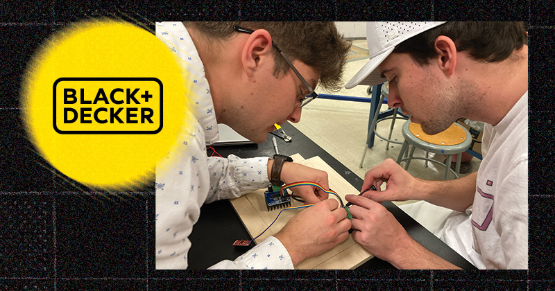 Working on a project sponsored by Stanley Black & Decker, a team of seniors were tasked with creating a text figure that would apply and measure the force necessary for a pair of pliers to cut through various gauges of wire. 