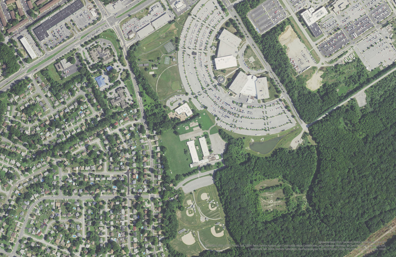 At the Geographic Information Systems (GIS) Day Field Trip Event at the Dover Air Mobility Command Museum, students were asked to try and find their school from a selection of satellite imagery. Pictured here is an image of Gallaher Elementary.