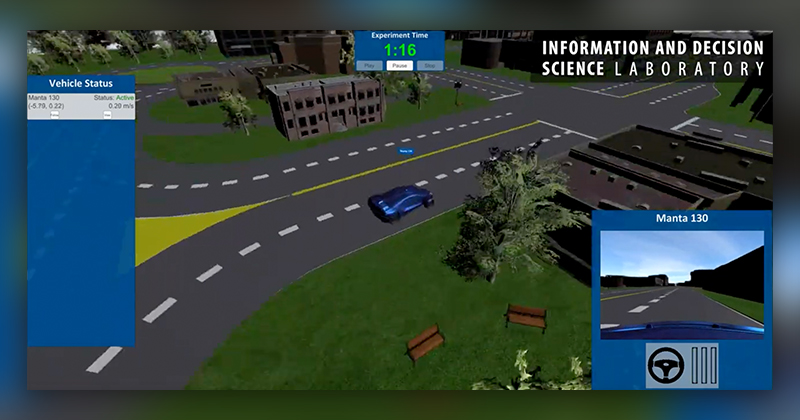 A screenshot from the Scaled Smart City’s “digital twin,” with which researchers can try new algorithms in a virtual setting.