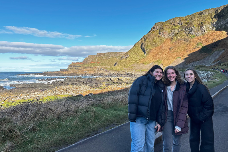 UD Nursing students Abigail Chiappone, Lauren Maransky and Paige Beam visit Giants Causeway, a World Heritage Site in Northern Ireland. 
