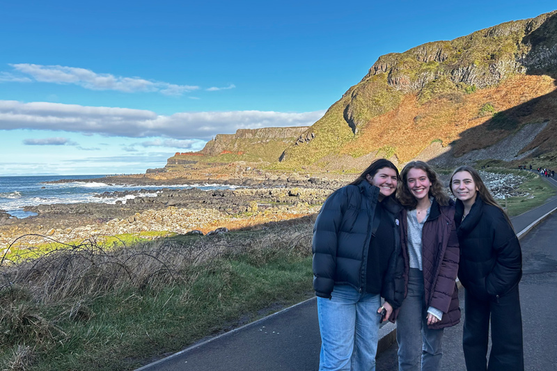 UD Nursing students Abigail Chiappone, Lauren Maransky and Paige Beam visit Giants Causeway, a World Heritage Site in Northern Ireland. UD Nursing students Abigail Chiappone, Lauren Maransky and Paige Beam visit Giants Causeway, a World Heritage Site in Northern Ireland.