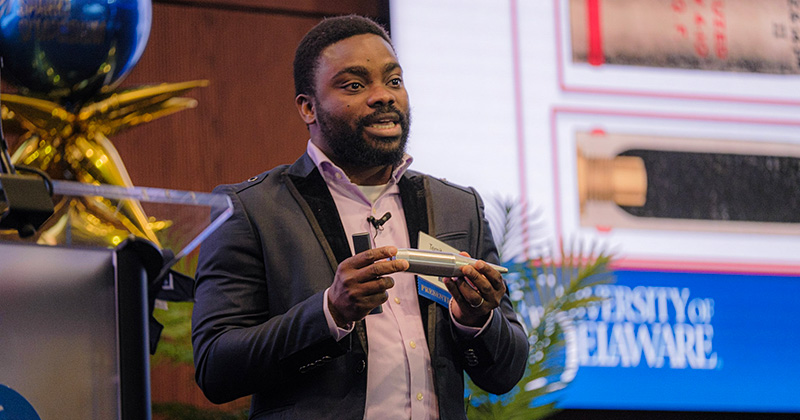 Spark! presenter Temitope Idowu shows munition during presentation