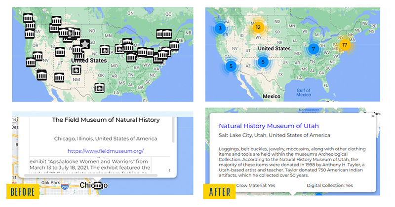 Working for Cindy Ott in the history department, manager Alma Rojas and her team were charged with updating an interactive online map for the Crow Indian Virtual Archive and Museum. 