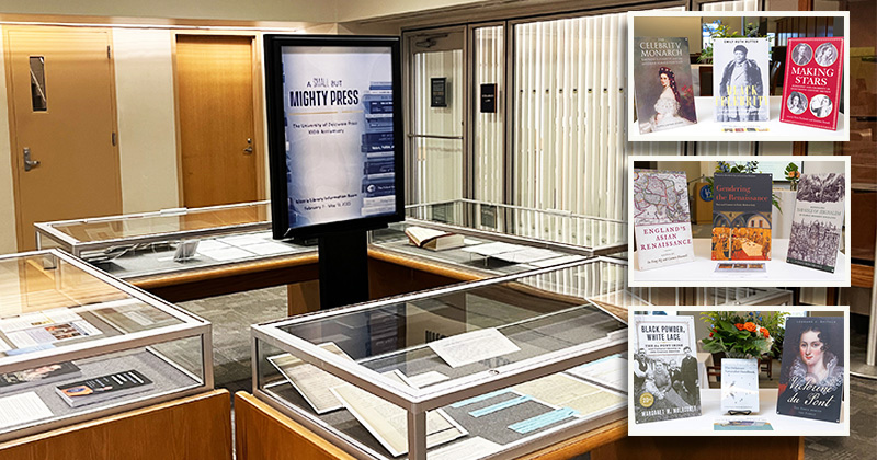 The exhibition called “A Small but Mighty Press: The University of Delaware Press 100th Anniversary” is on view in Morris Library through August 11, 2023. It is also available online. The inlaid photos showcase several of the series and titles published by the UD Press.