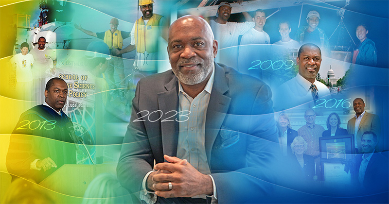 Brandon Jones, who received both his master’s (1994) and doctoral (2003) degrees in marine science from the University of Delaware, has been named the president-elect of the American Geophysical Union, a role he will fill for two years before becoming president of AGU in 2025. Brandon Jones, who received both his master’s (1994) and doctoral (2003) degrees in marine science from the University of Delaware, has been named the president-elect of the American Geophysical Union, a role he will fill for two years before becoming president of AGU in 2025.