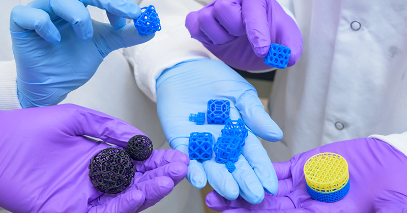 Because the lung is so complex, it’s impossible to construct every single airway that’s present. Instead, the group is using additive manufacturing to 3D print open, porous structures called lattices and studying which geometries provide the best approximation of a human lung. Because the lung is so complex, it’s impossible to construct every single airway that’s present. Instead, the group is using additive manufacturing to 3D print open, porous structures called lattices and studying which geometries provide the best approximation of a human lung.