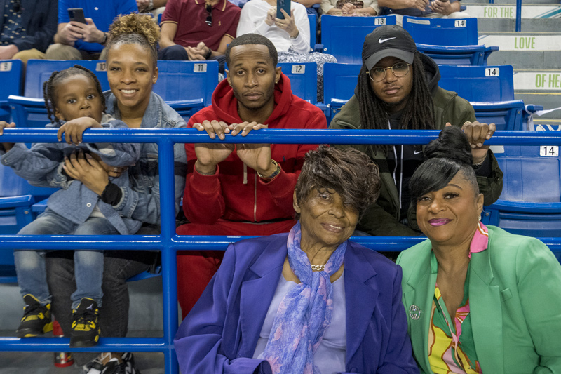 The cheering section for Chanel Gaither, who earned her doctorate in educational leadership, included (back row, left to right) her 4-year-old nephew, Gage, his mother, Gina, Chanel’s brothers Dyshaun and Lamar, and in the front row Chanel’s grandmother, Clara Gaither, and mother, Tawana Gaither. The cheering section for Chanel Gaither, who earned her doctorate in educational leadership, included (back row, left to right) her 4-year-old nephew, Gage, his mother, Gina, Chanel’s brothers Dyshaun and Lamar, and in the front row Chanel’s grandmother, Clara Gaither, and mother, Tawana Gaither.