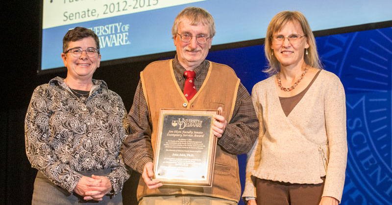 John Jebb receives the Jon Olson Faculty Senate Exemplary Service Award