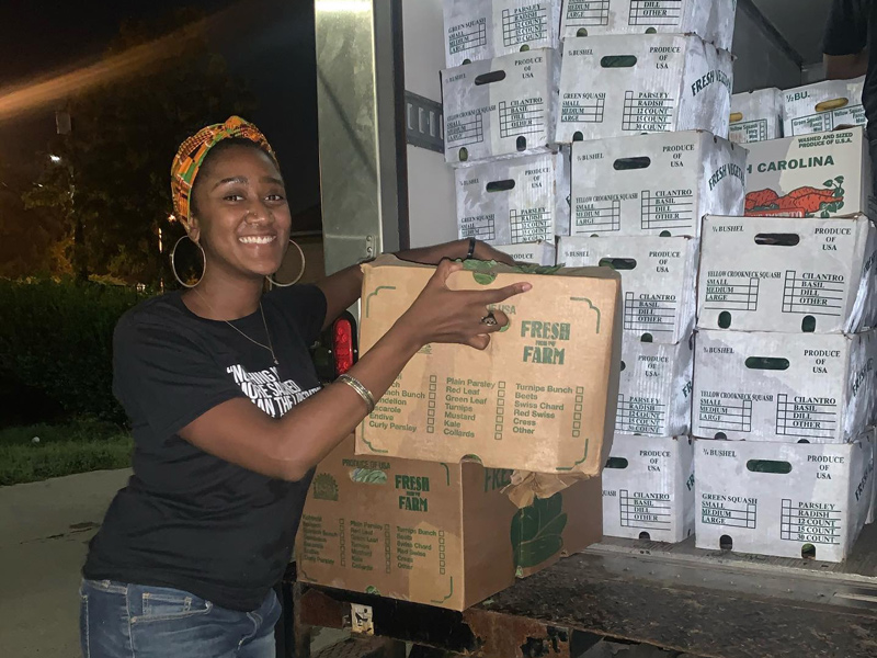 Africana Studies graduate student Austen-Monet McClendon serves on the board of directors of the Black Church Food Security Network which connects Black farmers and churches to create a food supply system in neighborhoods affected by food apartheid.
