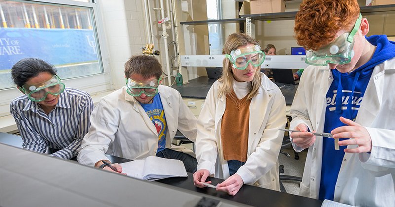 Students in MSEG315 (Materials Science and Engineering Laboratory II) characterize the mechanical properties of 3D printed structures. Students in MSEG315 (Materials Science and Engineering Laboratory II) characterize the mechanical properties of 3D printed structures.