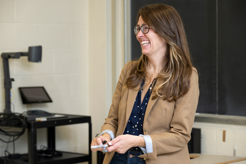 Basia Moltchanov, assistant professor of Spanish and world language pedagogy in the Department of Languages, Literatures and Cultures, says world language education students are essentially a language major with an education concentration, allowing them to have a much richer experience with the content.