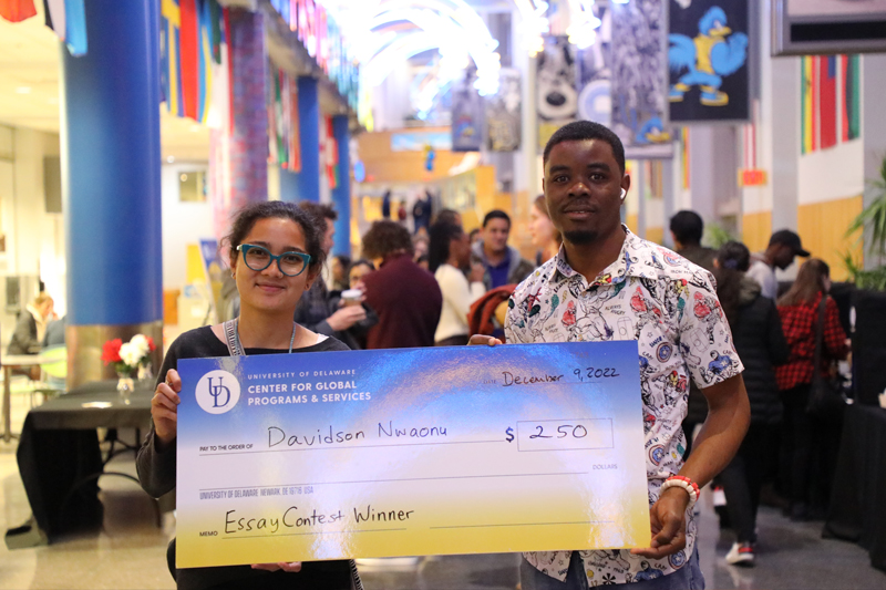 Graduate student Davidson Nwaonu from Nigeria won 2nd place in last year’s international student essay contest. Graduate student Davidson Nwaonu from Nigeria won 2nd place in last year’s international student essay contest.