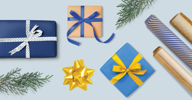 blue and gold presents