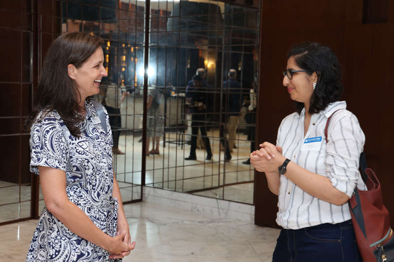 Stacey Muzzi speaks with an incoming student. Stacey Muzzi speaks with an incoming student.