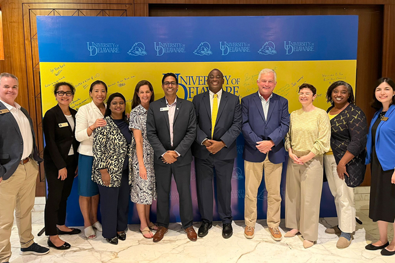 A delegation of 11 Blue Hens traveled to India earlier this summer to welcome incoming students. A delegation of 11 Blue Hens traveled to India earlier this summer to welcome incoming students.