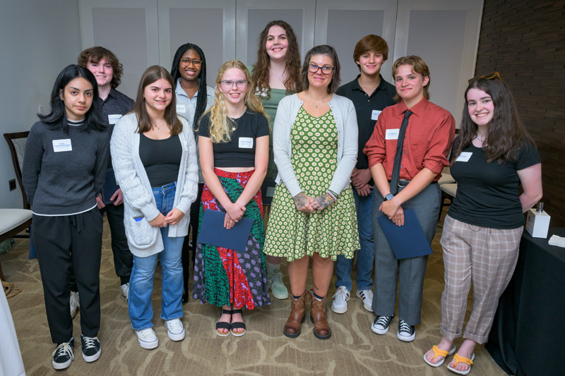 Seven students were awarded prizes in the 2023 Common Reader Essay Contest, in response to Land's book. The winners are pictured with Land and Q&A contributors.