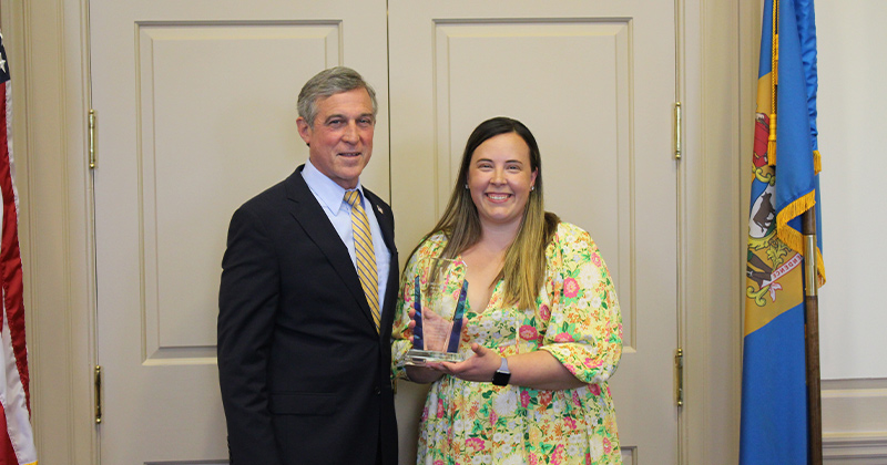 Christina Horstmann has taught for eight years, including student teaching experience at Delcastle Technical High School. Horstmann is recognized for her dedication to civics education both inside and outside of the classroom. 