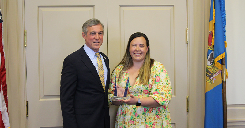 Christina Horstmann has taught for eight years, including student teaching experience at Delcastle Technical High School. Horstmann is recognized for her dedication to civics education both inside and outside of the classroom. Christina Horstmann has taught for eight years, including student teaching experience at Delcastle Technical High School. Horstmann is recognized for her dedication to civics education both inside and outside of the classroom.