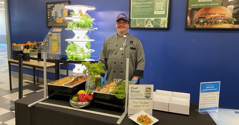 UD Dining staff prepared multiple dishes utilizing produce grown from the hydroponic towers this past semester. UD Dining staff prepared multiple dishes utilizing produce grown from the hydroponic towers this past semester.