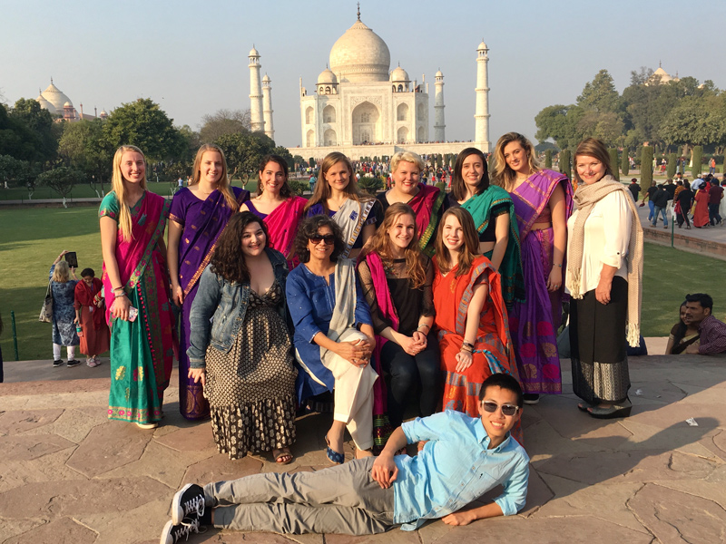 For nearly 15 years, UD Professor Mahasveta (Gitu) Barua (middle row, second from left) has led study abroad programs to India, teaching courses in Written Communications in Business that give students a front-row seat to global organizations. For nearly 15 years, UD Professor Mahasveta (Gitu) Barua (middle row, second from left) has led study abroad programs to India, teaching courses in Written Communications in Business that give students a front-row seat to global organizations.