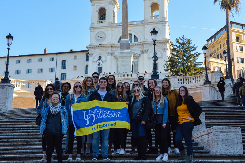 Blue Hens visit the Spanish Steps, the longest and widest steps in Europe and an important Roman landmark. Blue Hens visit the Spanish Steps, the longest and widest steps in Europe and an important Roman landmark.