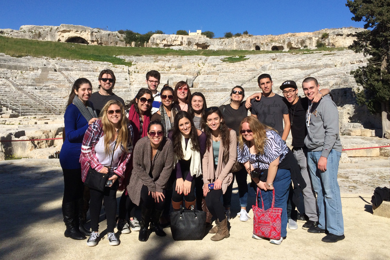UD students visit the Teatro Greco of Syracuse in Sicily. UD students visit the Teatro Greco of Syracuse in Sicily.