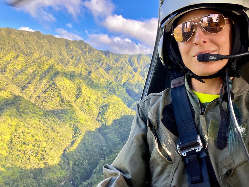 In her first position in Kauaʻi, Hawai’i, a helicopter dropped Lizzy Baxter in a remote, mountainous area of the Hono O Nā Pali Nature Reserve to work on introduced predator control.