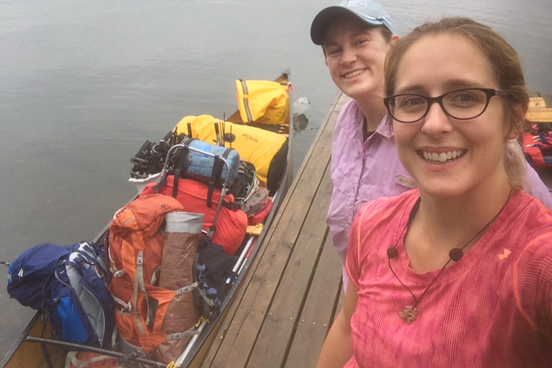 In Minnesota, Lizzy Baxter studied gray wolves for the United States Geological Survey (USGS) in Superior National Forest, where she and collaborator Mona portaged their equipment, bags and even their boat. In Minnesota, Lizzy Baxter studied gray wolves for the United States Geological Survey (USGS) in Superior National Forest, where she and collaborator Mona portaged their equipment, bags and even their boat.