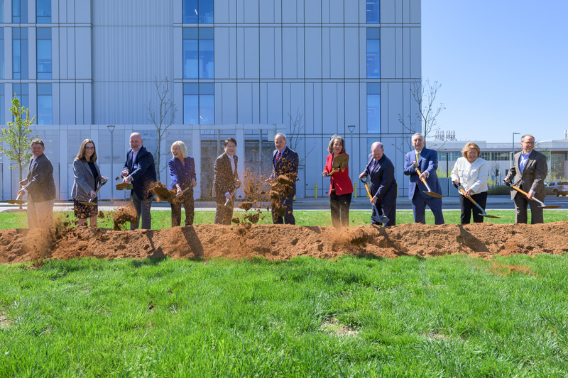 University of Delaware leadership, members of the UD Board of Trustees and elected officials officially broke ground on the new Securing American Biomanufacturing Research and Education (SABRE) Center on UD’s Science, Technology and Advanced Research (STAR) Campus on Monday, April 22.