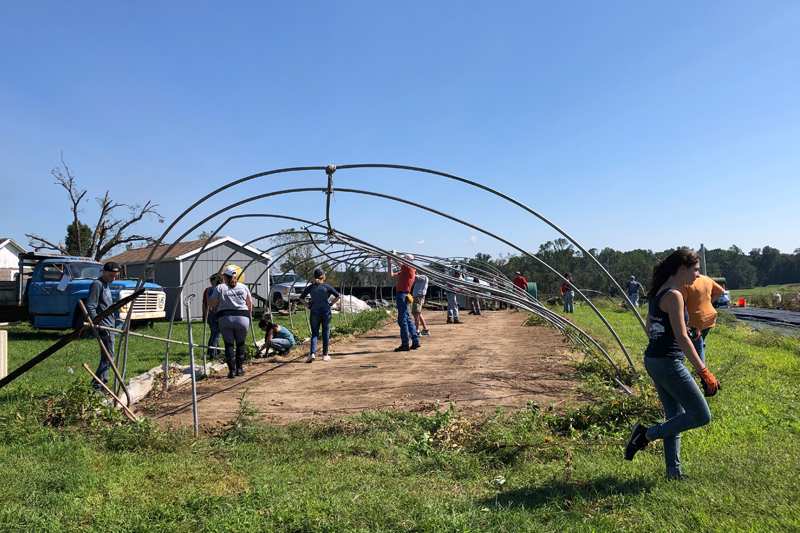 Volunteers came together in droves to help Len Grasso rebuild his farm after a devastating storm. Volunteers came together in droves to help Len Grasso rebuild his farm after a devastating storm.
