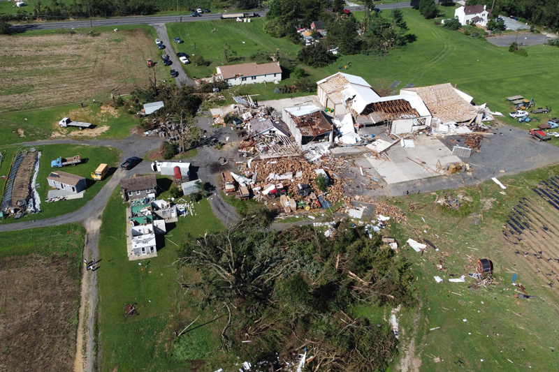 The EF-3 tornado that blasted through Mullica Hill, New Jersey, in 2021 brought 160 mile-per-hour winds and, in 10 seconds, destroyed the commercial vegetable farm belonging to Double Dels Len and Nedda Grasso. The EF-3 tornado that blasted through Mullica Hill, New Jersey, in 2021 brought 160 mile-per-hour winds and, in 10 seconds, destroyed the commercial vegetable farm belonging to Double Dels Len and Nedda Grasso.