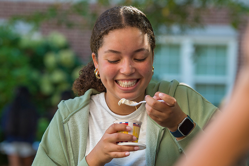 woman eating ice cream A woman eating ice cream.