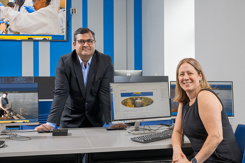 Mohsin Siddiqui and Jennie Saxe work together to create engaging course materials for UD’s civil engineering students. Mohsin Siddiqui and Jennie Saxe work together to create engaging course materials for UD’s civil engineering students.