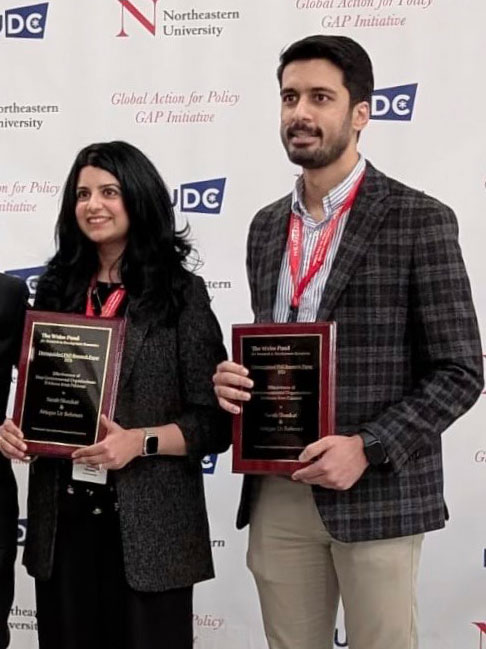 UD doctoral student Attique Ur Rehman and Tufts doctoral student Sarah Shaukat UD doctoral student Attique Ur Rehman and Tufts doctoral student Sarah Shaukat