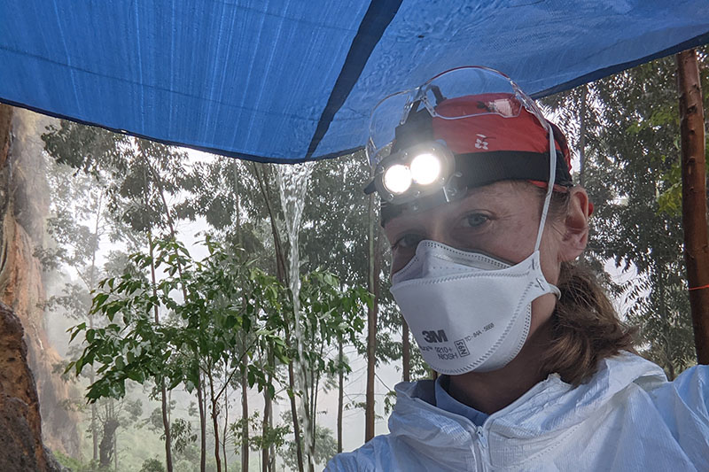 UD College of Agriculture and Natural Resources alumna Rebekah Kading braves the elements for fieldwork with bats in Uganda during the rainy season. UD College of Agriculture and Natural Resources alumna Rebekah Kading braves the elements for fieldwork with bats in Uganda during the rainy season.