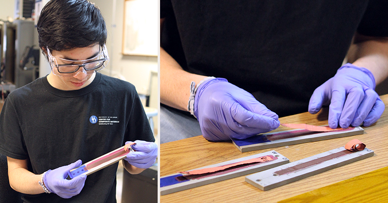 Pictured here is Alexander Barry, who worked in CCM over the summer as a high school student intern and is now a first-year student at Cornell studying mechanical engineering.