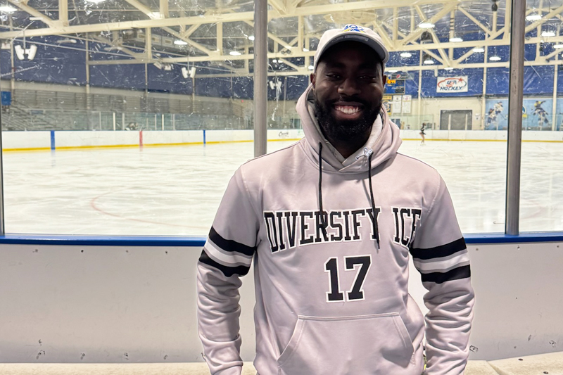 As founder of the Diversify Ice nonprofit, UD alumnus Joel Savary also coaches Howard University’s new team, which competed at its first-ever event at UD earlier this week. 