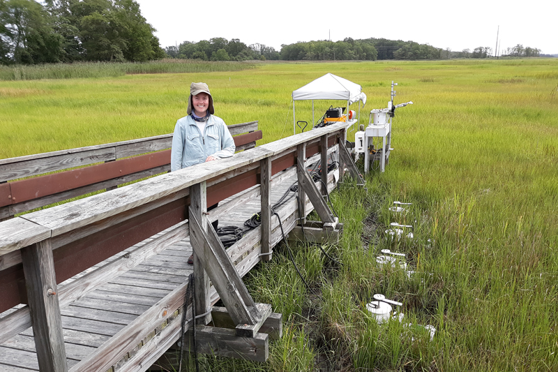 Maggie Capooci stands at the St. Jones Reserve where the team conducted its research.