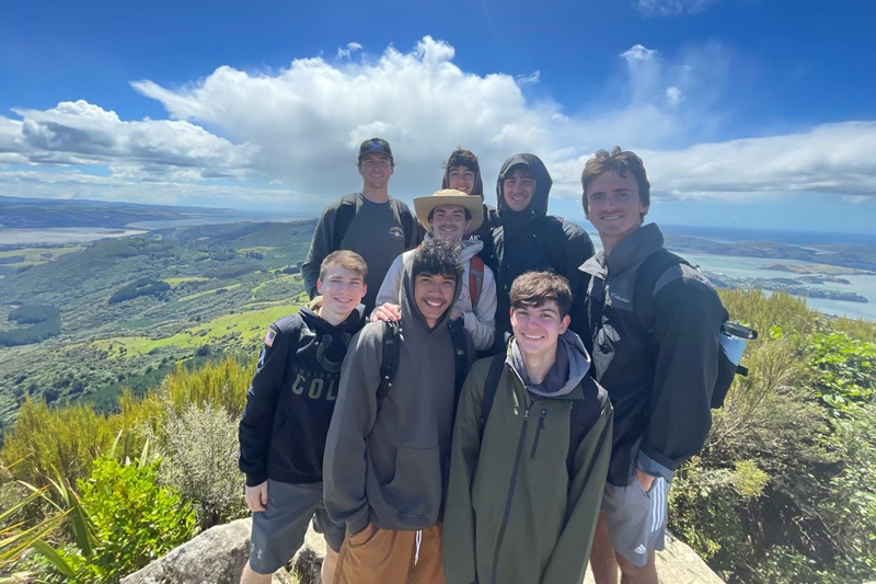 Owen Bubczyk is pictured with his classmates during one of many excursions in New Zealand this winter.
