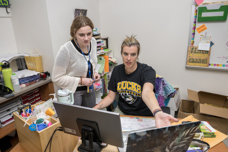 Rossi, pictured with Odessa High School teacher Jennifer Engels, will return to UD in the fall of 2024 to start graduate school to pursue a master of science in environmental science and management.