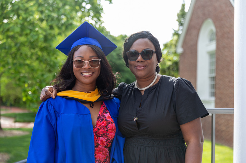 Oluebube Akujieze (left) is following in her mother’s footsteps. She’ll graduate with her degree in medical laboratory science this May. Her mother obtained her MLS degree from UD’s College of Health Sciences in 2019.