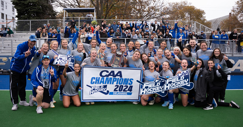 With a 4-3 overtime win over Monmouth on Sunday, Nov. 10, the University of Delaware field hockey team claimed its 10th CAA championship in the last 12 years and first since 2022. With a 4-3 overtime win over Monmouth on Sunday, Nov. 10, the University of Delaware field hockey team claimed its 10th CAA championship in the last 12 years and first since 2022.