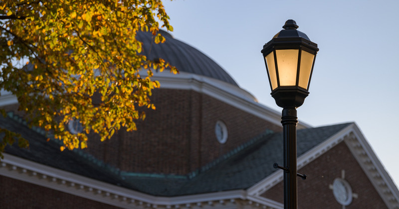Fall campus at dusk