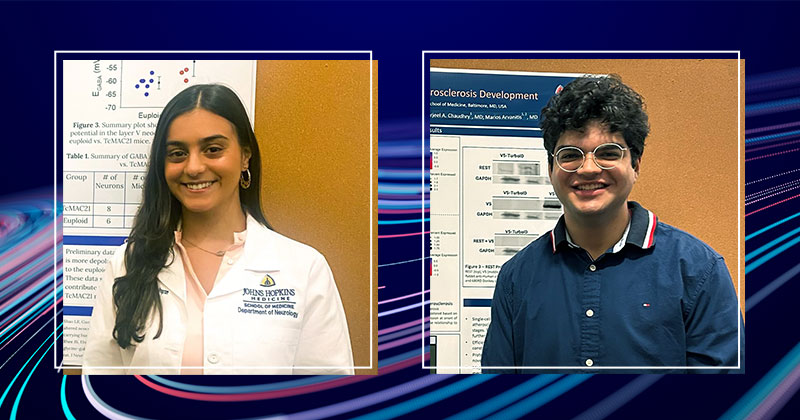 Senior human physiology major Lauren Cardone and Mikul Duggal, a junior honors student with a double major in neuroscience and liberal studies, both aspire to be physicians. They spent the summer conducting research at Johns Hopkins University through UD’s Bryant-Howard Medical Research Award. Senior human physiology major Lauren Cardone and Mikul Duggal, a junior honors student with a double major in neuroscience and liberal studies, both aspire to be physicians. They spent the summer conducting research at Johns Hopkins University through UD’s Bryant-Howard Medical Research Award.
