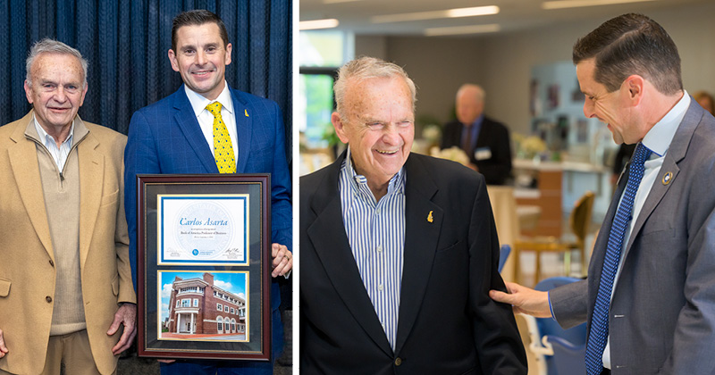 Carlos Asarta, 2025 James O’Neill Economic Education Multiplier Award recipient, with CEEE founder Jim O’Neill—celebrating a shared mission to expand economic education’s impact for future generations. Carlos Asarta, 2025 James O’Neill Economic Education Multiplier Award recipient, with CEEE founder Jim O’Neill—celebrating a shared mission to expand economic education’s impact for future generations.